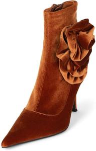 Женские стильные ботильоны Miss Left с цветочным принтом, закрытый острый носок, эластичный материал, высокие каблуки-стилетто, короткие ботинки, для повседневной носки и бальных танцев, универсальная обувь, размеры 4-16 US, Tan