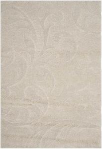 Ковер SAFAVIEH, 244 x 305 см, - коллекция Florida Shag - Creme & Creme, ажурный дизайн, не линяет и легко чистится, плюшевый густой ворс, идеально для гостиной, спальни, столовой (SG468-1111)