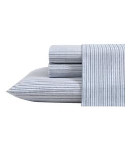 Комплект постельного белья из 100% хлопкового перкаля с принтом, 3 предмета, размер Twin Eddie Bauer, Ticking Stripe Navy