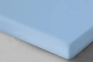 Простыня на резинке, сатиновая простыня на резинке, высокого качества, на резинке, 140х200, светло-голубая Oritex