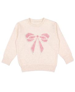 Толстовка с нашивкой в виде жемчужного бантика для девочек Sweet Wink, Natural