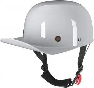 Ретро мотоциклетный полушлем, одобренный DOT/ECE, в бейсбольном стиле, дышащий, для взрослых мужчин и женщин, для мопедов, скутеров, уличных круизеров и реактивных мотоциклов RYDZCLH, Grey Grau