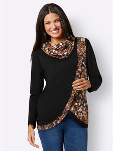 Длинная рубашка с черным и коньячным принтом Sieh an!