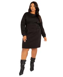 Женское мини-платье большого размера из трикотажа с завышенной талией Buxom Couture, Black