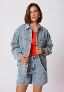 Джинсовая куртка KABABETH Kaffe, цвет Blue Denim Red Flower Emb.