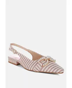 Балетки Crina с плетением и декором из жемчуга и конской пряжки London Rag, розовый