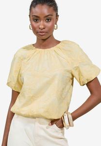 Блуза REGULAR FIT-BUBBLE PUFF SLEEVE EMBROIDERED Lipsy, желтый
