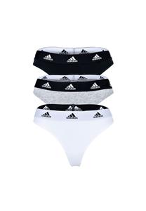 Женские стринги, 3 шт. - Стринги 3шт, нижнее белье, хлопок стрейч, логотип, однотонный adidas, цвет Schwarz Grau