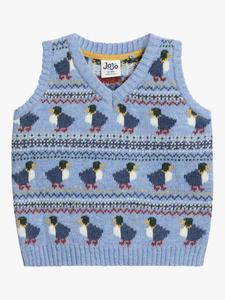 Детский жилет в стиле фэр-айл из шерстяной смеси с утиным принтом JoJo Maman Bébé, Blue