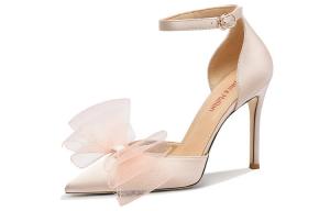 Тонкий каблук высокие туфли 10 см женские Lily Wei, розовый