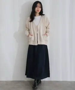 Хлопковая джинсовая юбка с боковыми складками Pourvous, цвет One-Wash Navy