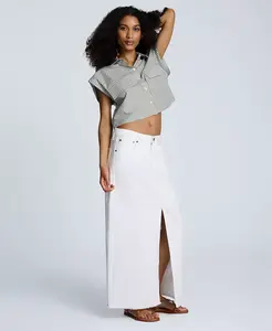 Женская юбка макси с бахромой по низу и разрезом спереди Kenneth Cole, белый