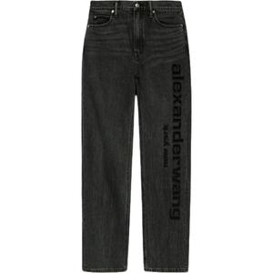 Джинсы прямого кроя с вышитым логотипом Alexander Wang, черные