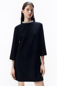 Платье с жемчужным воротником H&M, черный