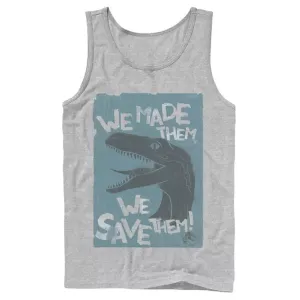 Мужская майка «Мир Юрского периода 2» с надписью «Мы их создали, мы их спасём!» Licensed Character, серый