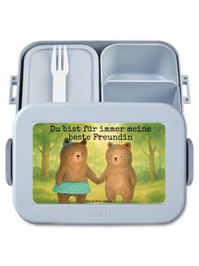 Mr. & Mrs. Panda Дизайн бенто-бокса «Медведь-подружка» с надписью, пастельно-голубой цвет