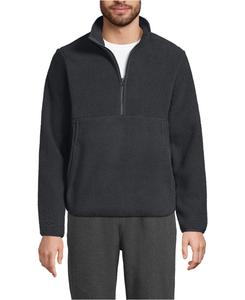 Мужской пуловер из флиса с высокой ворсистой поверхностью и застежкой-молнией до середины груди Lands' End, Dark slate