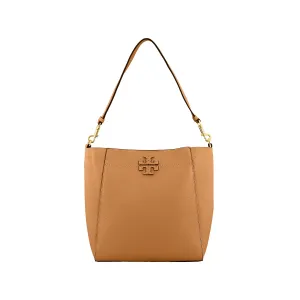 McGraw Litchi Grain Кожаная Сумка Ведро Хобо Сумка Через Плечо Женская Коричневая TORY BURCH