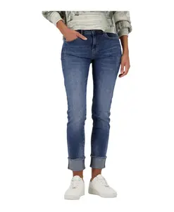 Джинсы с эффектом потертости и стразами. Monari, синий