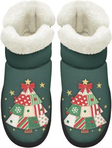 Зимние ботинки KEIAHUAN для женщин с меховой подкладкой, теплые ботинки без шнурков для холодной погоды и прогулок на улице, Christmas Tree