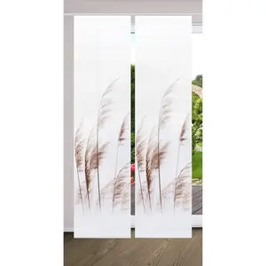 Раздвижная штора PAMILO Комплект из 2 панельных кареток, цифровая печать, оптика бамбука, переработанный материал Home In Green, Naturfarben