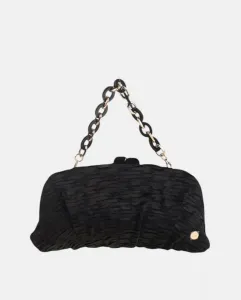 Атласный клатч с текстурой Volum, черный