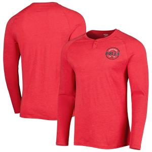 Мужская футболка Concepts Sport Heathered Red Chicago Bulls с левой грудью Henley Raglan с длинным рукавом