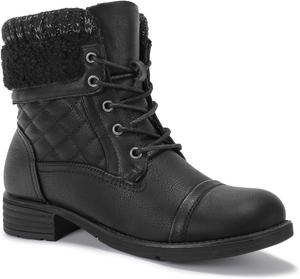 Женские боевые зимние ботинки STQ на шнуровке, All Black