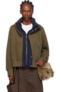 Sacai Толстовка из вспененного материала цвета хаки и темно-синего цвета