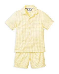 Комплект классических пижамных шорт унисекс в мелкую клетку Petite Plume, цвет Yellow