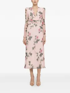 Миди-платье с цветочным принтом и жемчужным декором NISSA, розовый