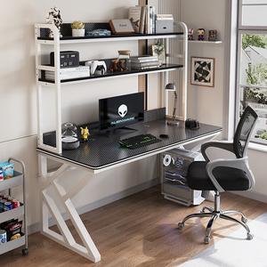 Компьютерный стол Xinmeikai с полкой, 160x60x170 см, белая рама + карбон