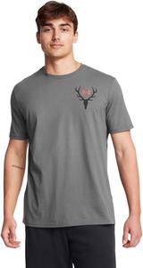Under Armour мужская футболка с коротким рукавом для сезона охоты на лося | Повседневная одежда для охоты | Футболка с принтом лося и надписью "Сезон охоты", (200) Taupe Dusk/Blaze Orange