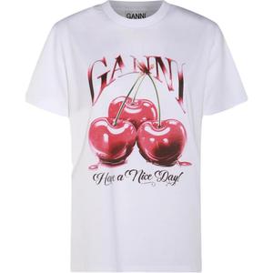 Футболка с логотипом GANNI, белая