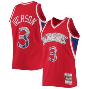 Мужская майка Mitchell & Ness Allen Iverson Red Philadelphia 76ers 1996-97 Hardwood Classics 75th Anniversary Diamond Swingman