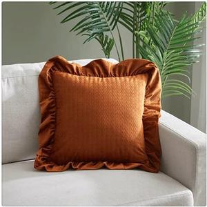 DUYHBAWRS Чехол для диванной подушки ретро однотонный велюровый мягкий квадратный с рюшами
