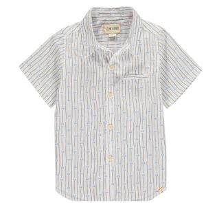 Мальчиковая рубашка с коротким рукавом кремового цвета с принтом бабочки ME & HENRY