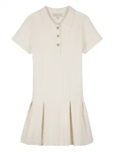 Платье фактурной вязки с плиссировкой Michael Kors Kids, бежевый