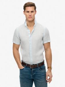 Вышитая льняная рубашка для отпуска Superdry, Sea Salt Blue