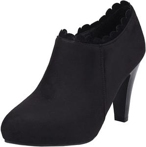 Женские ботильоны Betastella из искусственной замши с массивным высоким каблуком, заостренным носком и боковой молнией, Black