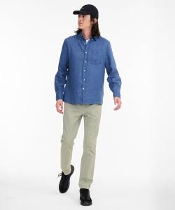 Льняная рубашка с длинными рукавами