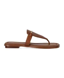 Кожаные сандалии с золотыми застежками, закрывающими пальцы ног. Michael Kors, коричневый