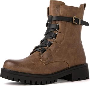 Женские боевые ботинки GLOBALWIN со шнуровкой, ботильоны на низком каблуке для женщин, 22Yy03 Camel