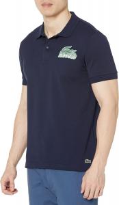 Lacoste мужская футболка поло с коротким рукавом и принтом, Regular Fit, Petit Pique, Navy Blue