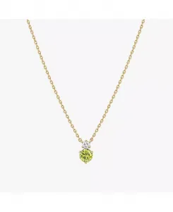 Ожерелье с двумя камнями-зодиаками, покрытое 14-каратным золотом, идея для личного подарка на праздник Bearfruit Jewelry, peridot