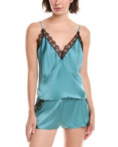 Кики де Монпарнас кружевная вставка шелковая майка Kiki De Montparnasse, синий