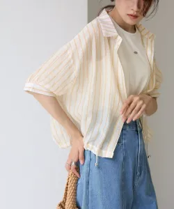 Полосатая рубашка на шнуровке