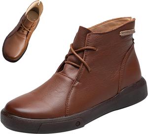 Женские повседневные кожаные ботильоны AngryMonkey с шнуровкой, кружевом, осень/зима, удобные, водонепроницаемые, нескользящие, плоские, деловые короткие ботинки, Brown