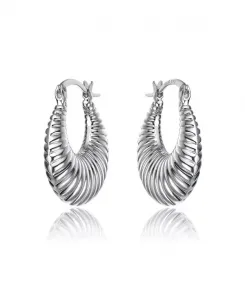 Длинные серьги-кольца в форме ракушки, покрытые белым золотом, 14-каратным золотом или 18-каратным розовым золотом Rachel Glauber, white