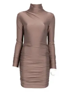 Мини-платье Oleandra с высоким воротом и сборками THE ANDAMANE, серый